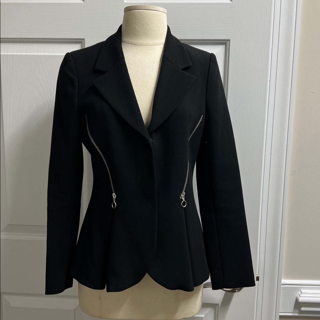 Claudie Pierlot Elegant Black Blazer With Zipper Size 38
